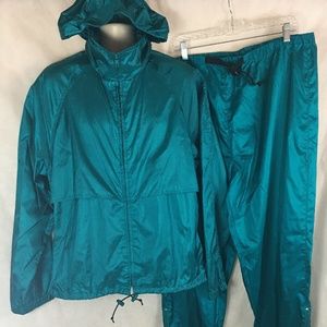 Eddie Bauer Mens Size L Teal Wind Suit w/hood